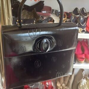 Cartier Elegant Black Leather Handbag